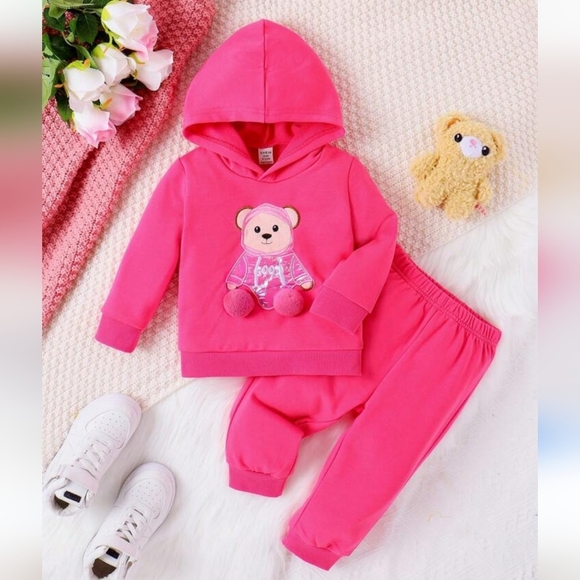 Pink Bear Hoodie and Pants Set - Picture 1 of 3